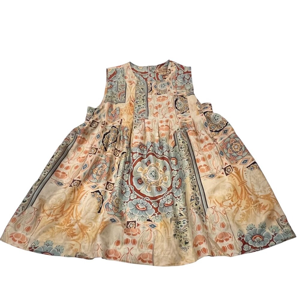 Karen Zambos Boho Sleeveless Print Top, Yellow Rust Blue, M